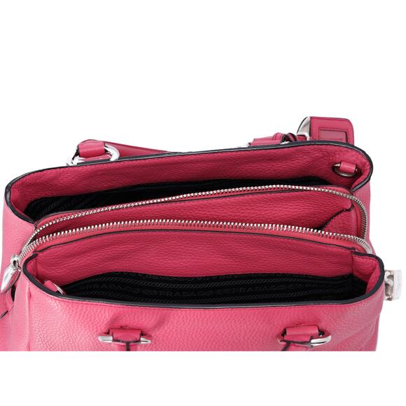 PRADA Triangle Logo Triple Compartment Satchel Handbag BN2853 Pink Leather - Picture 7 of 9